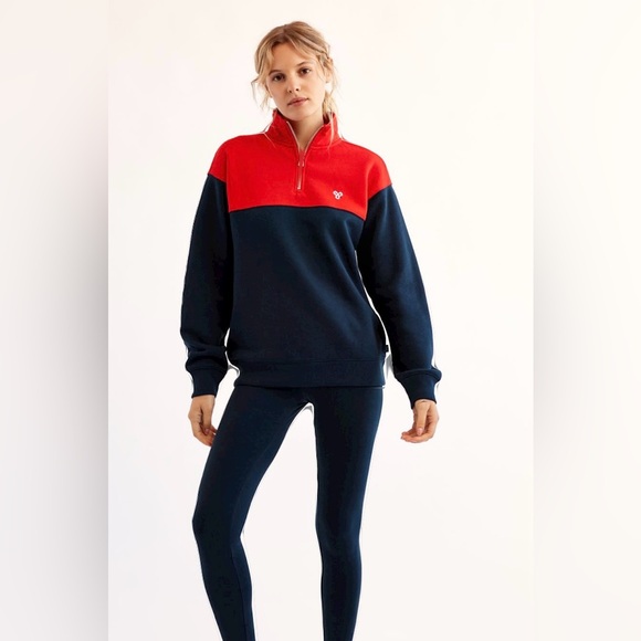 Aritzia TNA 1/4 zip Warm-up Sweater in Orange and Grey. Size X-small - Picture 1 of 4